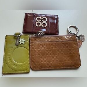Coach dusty rose, dark purple and Green Wallet Trio